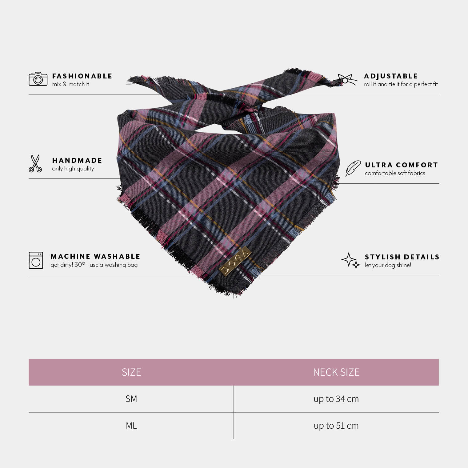 Honden Bandana Purple Tartan