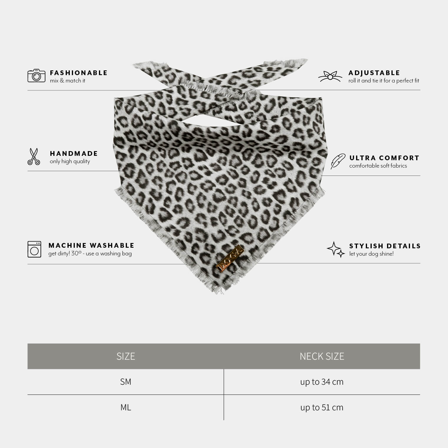 Honden bandana Leopard Grey