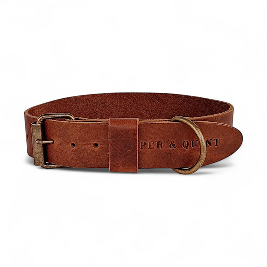 Brede Leren Halsband | Bold Bruin - Cooper & Quint