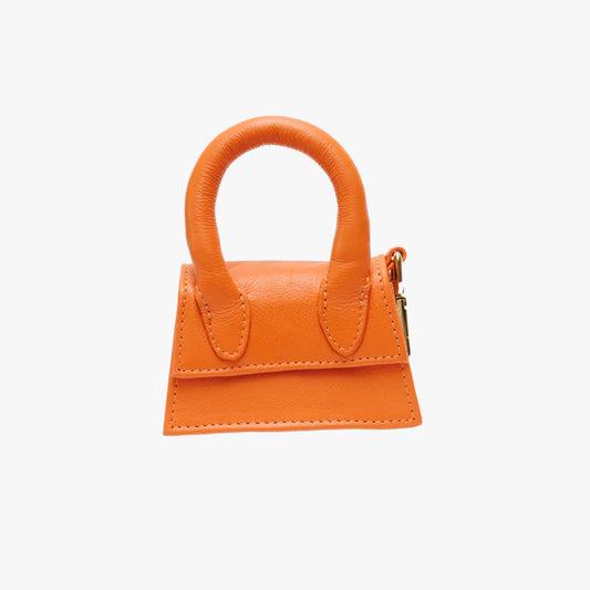 Oranje designer tas voor hondenkoekjes en poepzakken.