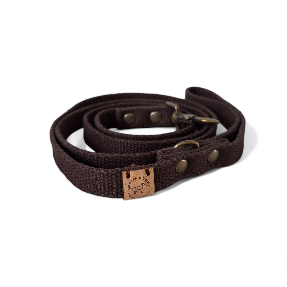 Hemp dog leash in chestnut brown, eco-friendly and vegan, made from durable hemp cord.