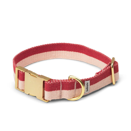 Puppy halsband Rood/RozeEenvoudige elegantie met een sportief tintje. Gemaakt van tweekleurig geweven katoen, vuilafstotend. De gespen in mat imitatiegoud geven de halsband een elegante uitTadazhiwafwafPuppy halsband Rood/Roze