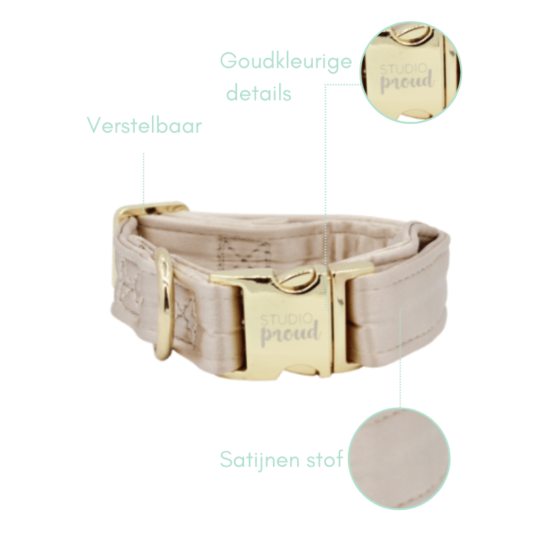 Hondenhalsband beige satijn