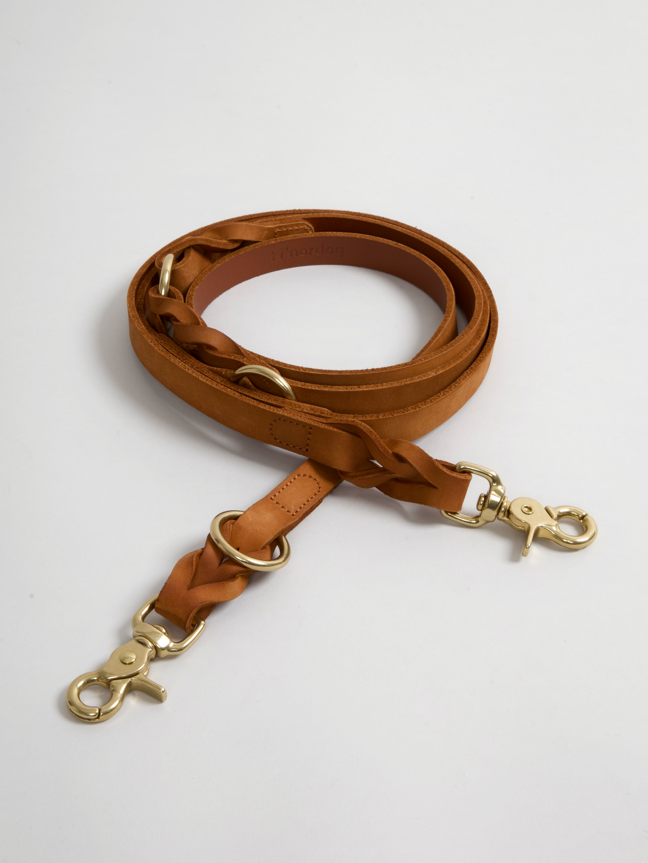 HUGO Dog Leash Braided Cognac