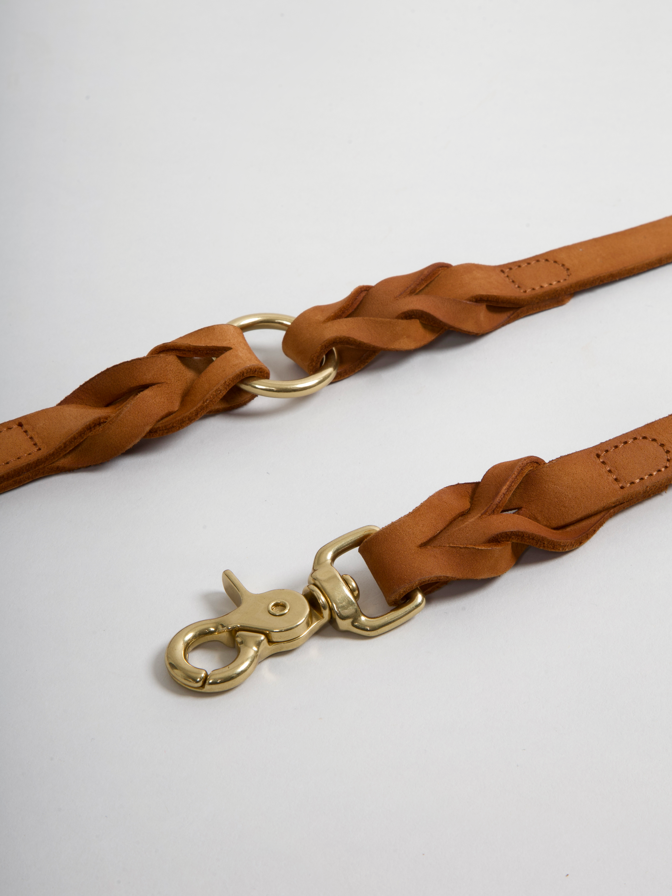 HUGO Dog Leash Braided Cognac